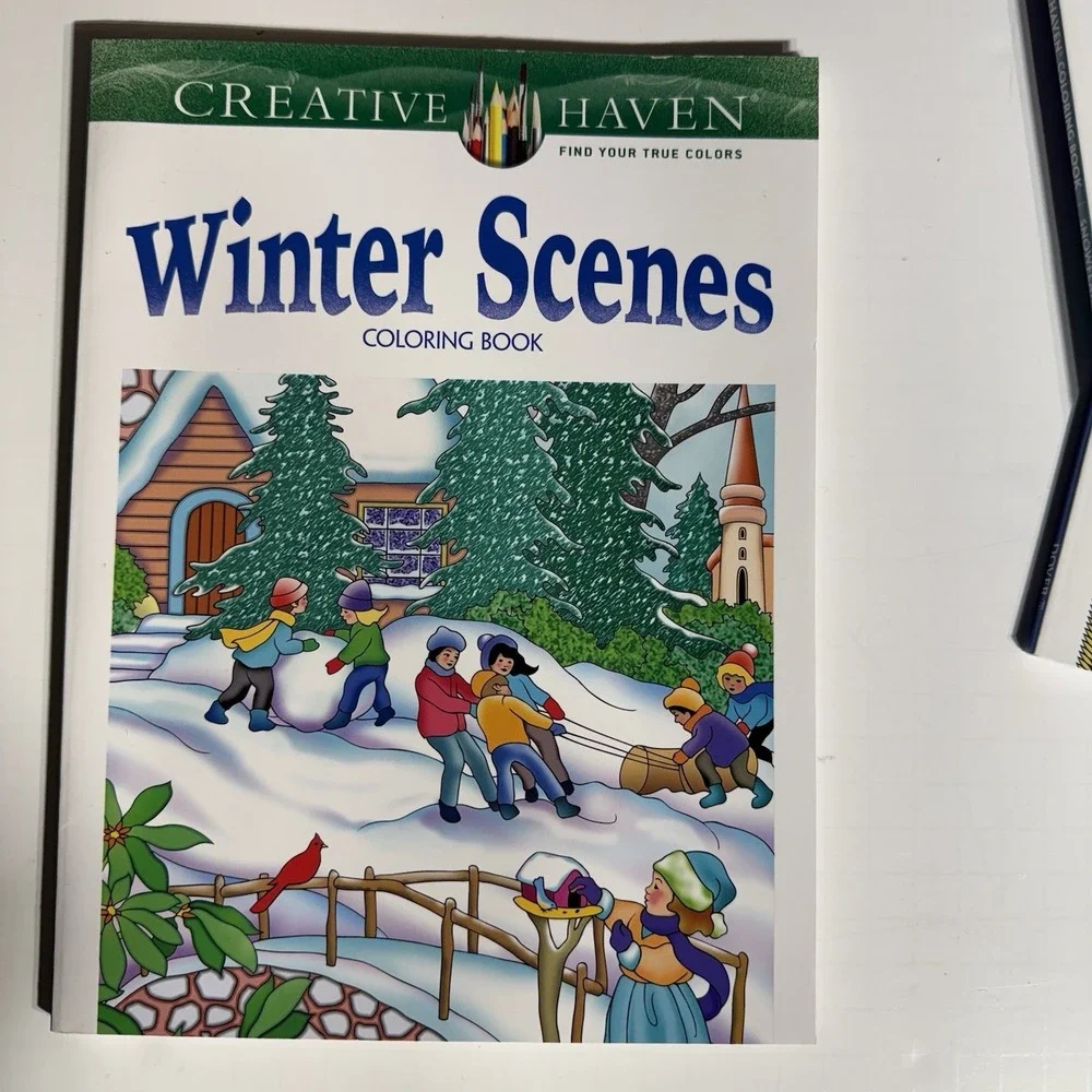 Adult Coloring Books Winter Themes Set Of 3, Snowflakes, Winter Scapes, Scenes